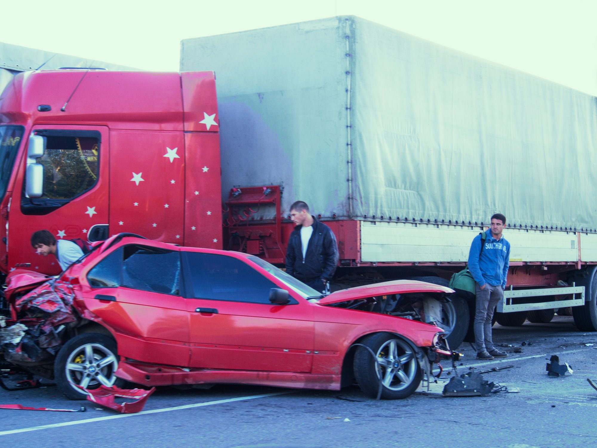 Three young man got into truck accident