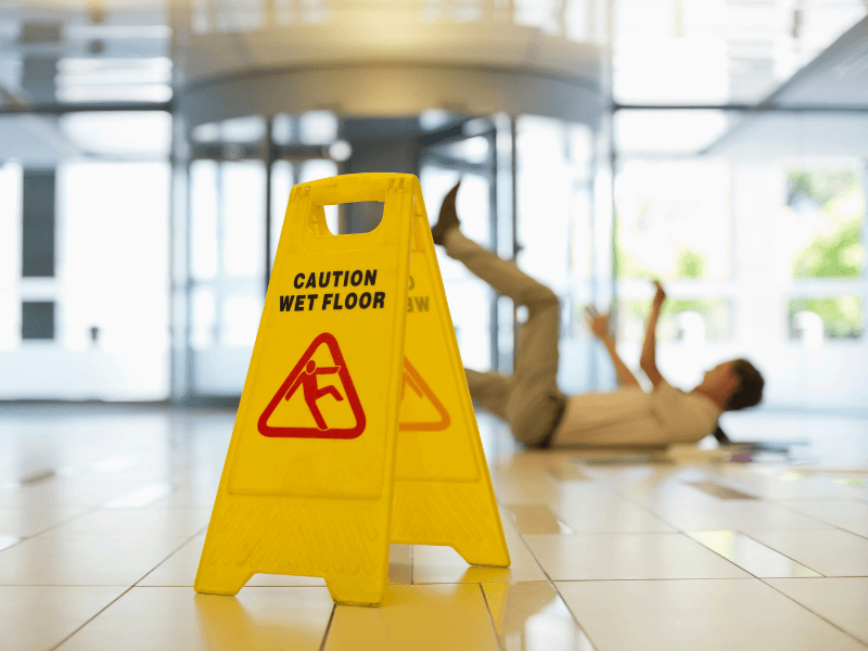 Man slipping on a wet floor