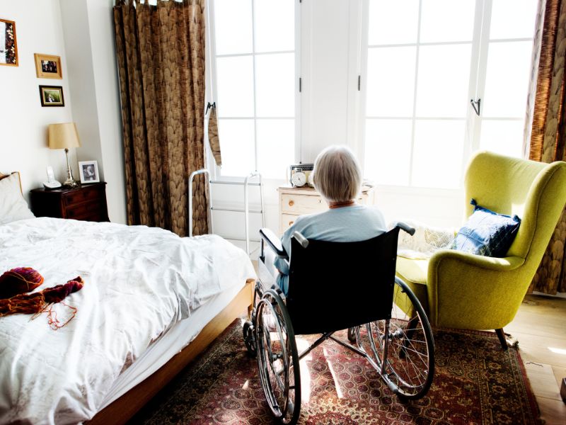 Elderly woman in a wheelchair