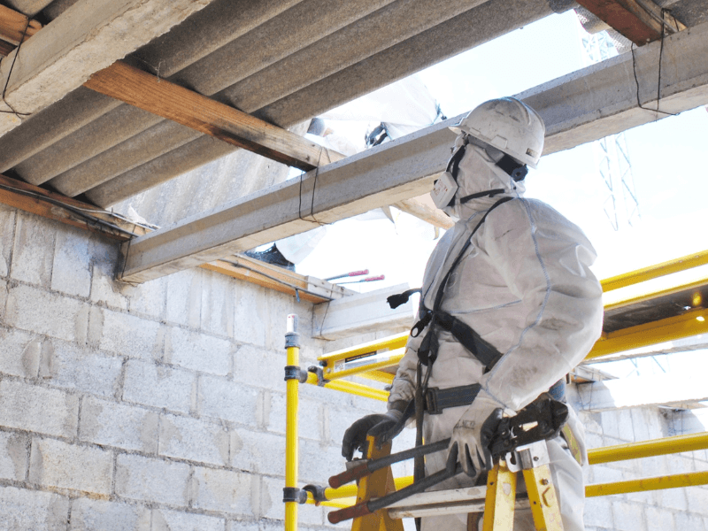 Construction worker wearing safety gear