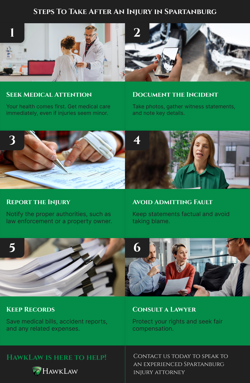 6 steps to take if you were injured in Spartanburg