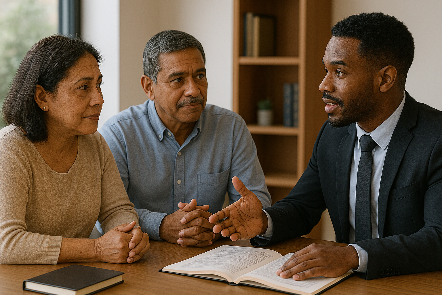 a Spartanburg TBI lawyer speaks with a couple about their case