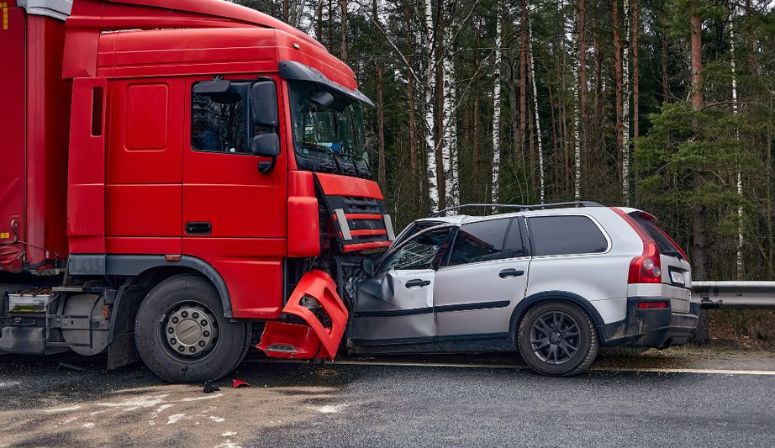 head on collision on road