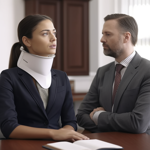 A woman with a neck brace needs help form an Anderson personal injury lawyer 