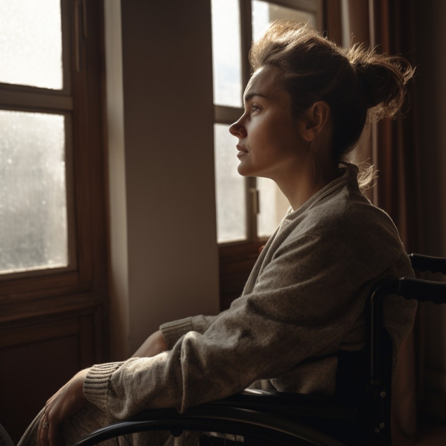 A Spartanburg woman in a wheelchair looks out her window