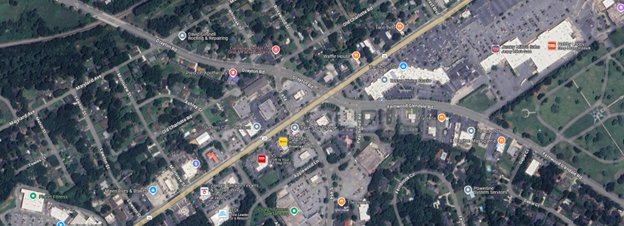 an overview image of a map of East Main Street in Spartnaburg